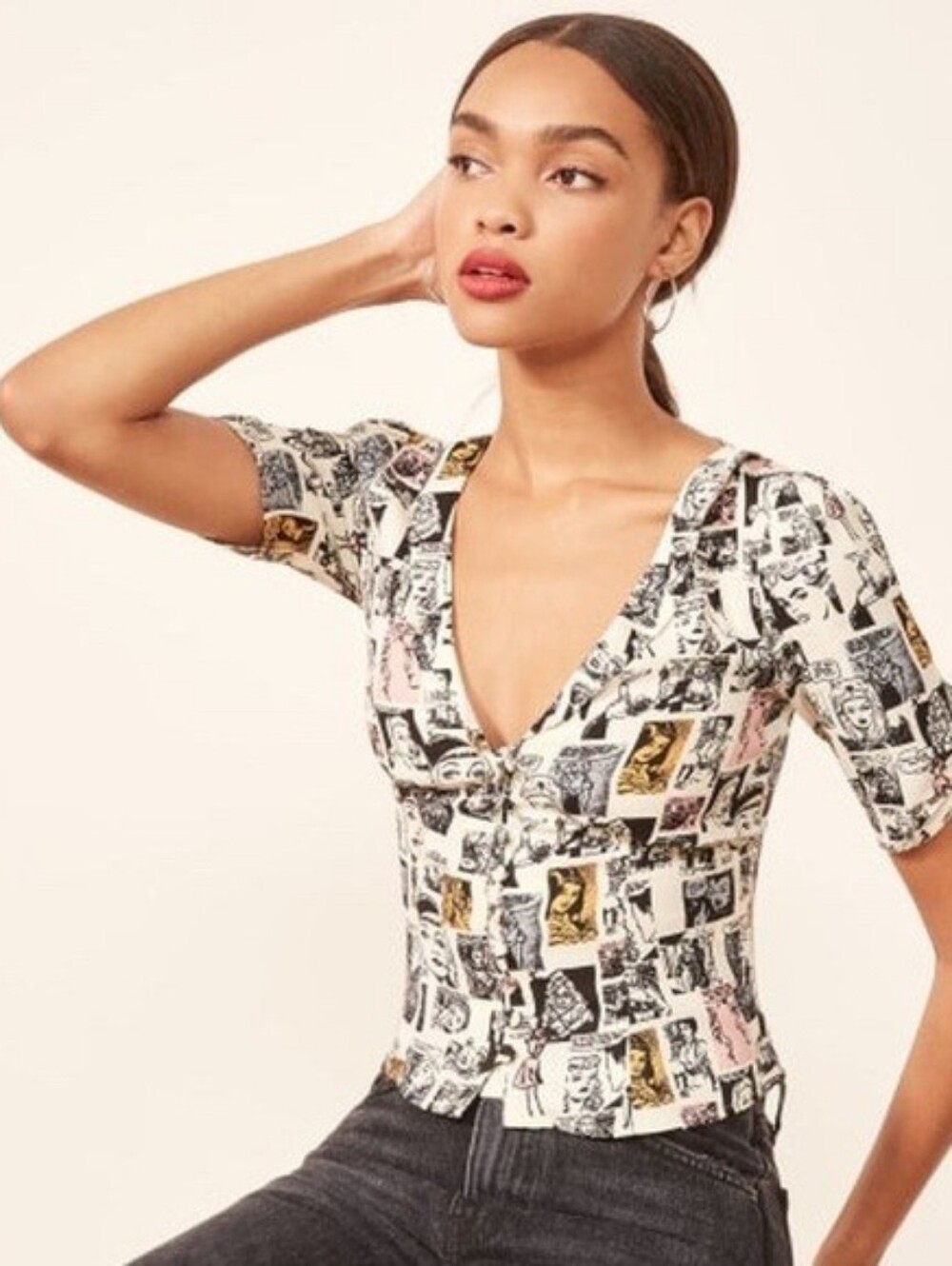 Reformation Devon Top in Comic Print - Size Small
